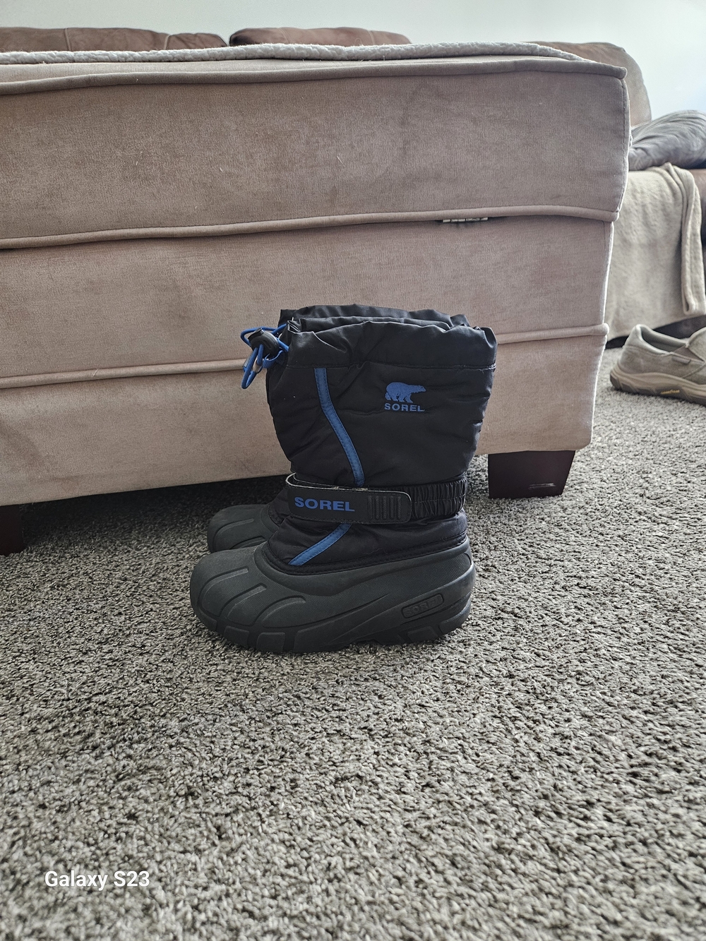 Sorel Kids Black and Blue Insulated Snow Boots